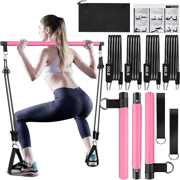 Pilatesstångsset med motståndsband - Träna hela kroppen hemma