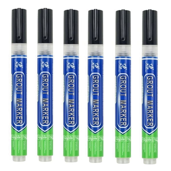 Kakelfogpenna 6-pack: Vattentät fogreparationsmarkör för kakelrenovering, kompatibel med alla kakeltyper Black