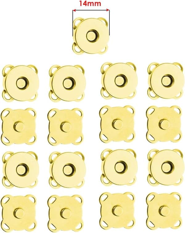 18mm Magnetiska Fästen för Sömnad, 10-pack Gold