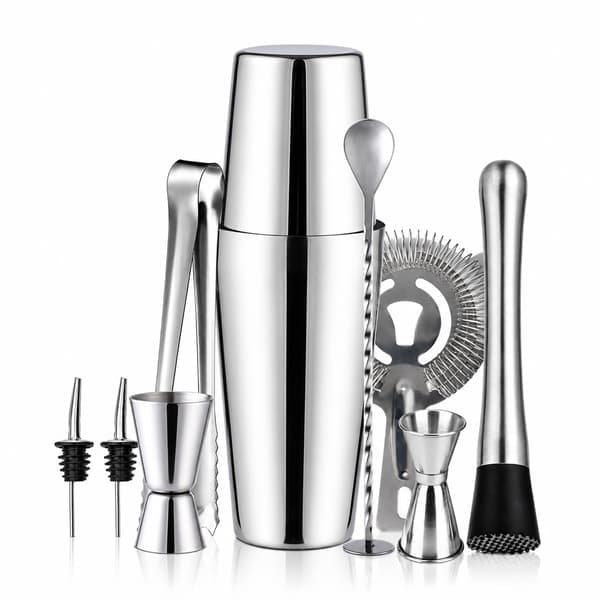 10 delar cocktailset, barset, shaker 750 ml - Rostfritt stål Silver