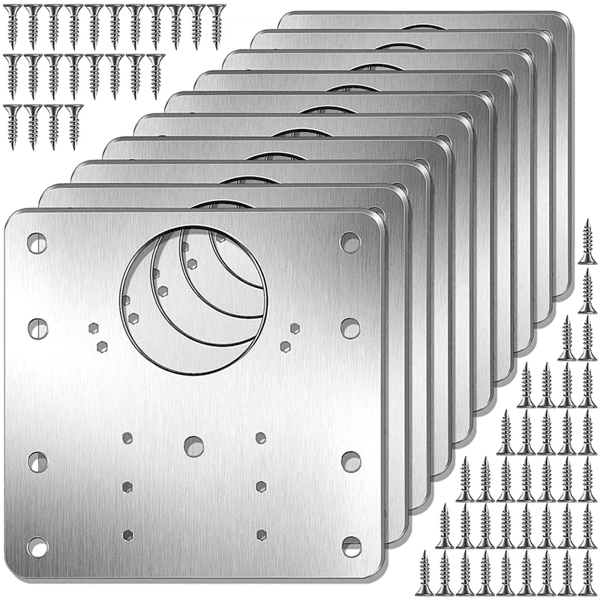 Reparationsplatta för gångjärn möbler 9x9 cm rostfritt stål 10-pack Silver D971