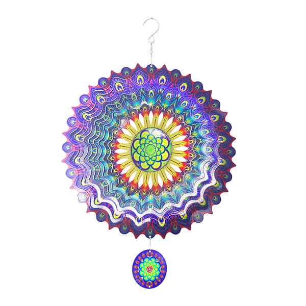 3D-roterande Mandala vindspel - Blå Lila