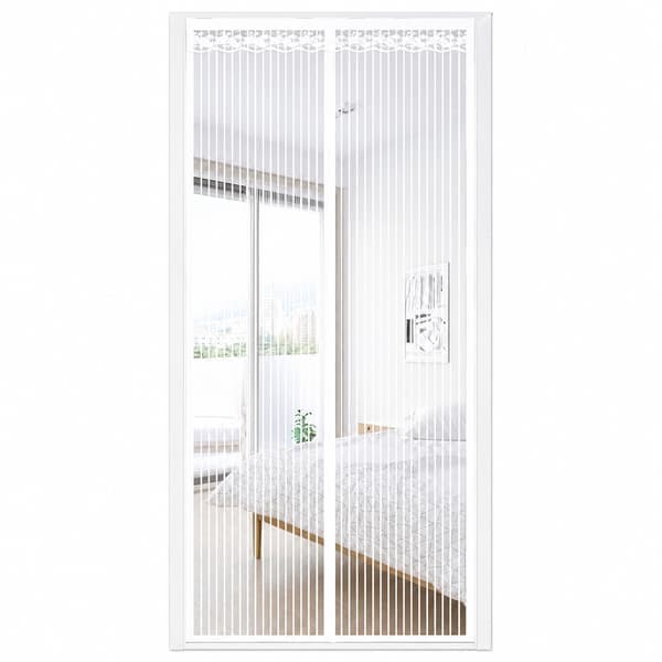Myggnät dörrgardin magnetisk stängning för balkong, altan och hemmadörrar - 90x210cm vit, enkel installation och andningsbart mesh