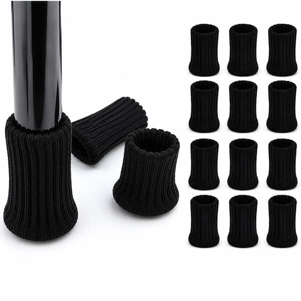 Stickade Stolstrumpor / Möbeltassar, 16-pack Black