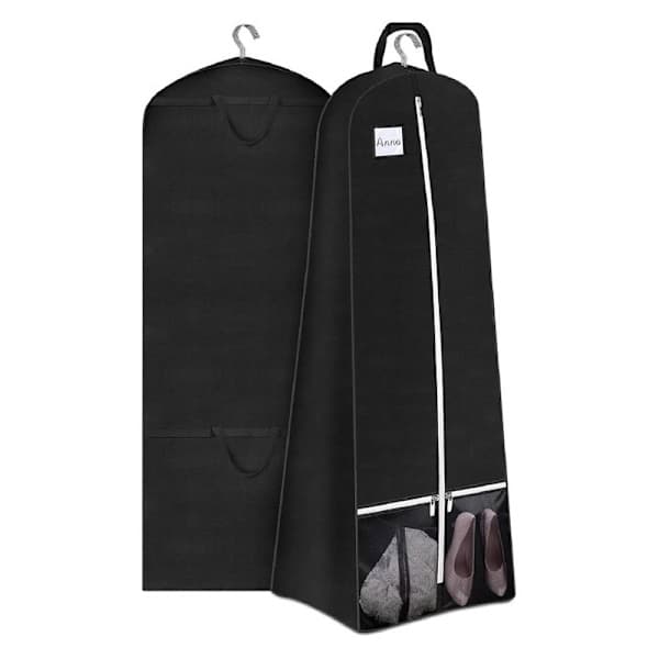 Vikbar Dammskydd för Bröllopsklänning i Non-Woven Material - Förvaringsväska för Kläder Black