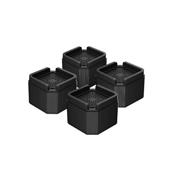 Svarta Fyrkantiga Möbelben Förhöjare - 5cm Höjd - Set om 4 [80x80x50mm] - Stapelbara Säng-, Soffa- och Bordsbensförlängare
