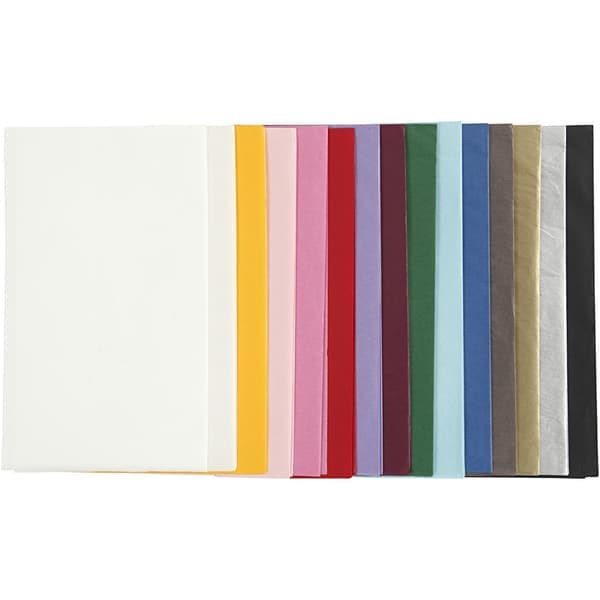 Silkespapper 50x70 cm - Mixade färger - 30 ark