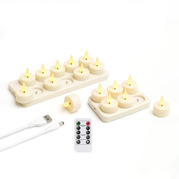 Värmeljus Uppladdningsbara - LED Ljus med Kontroll & Timer - 6-Pack