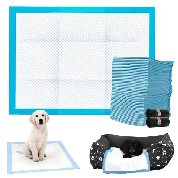 Kissmatta med Bajspåsar för Hund / Valpmatta / Hygienunderlägg - 60x40cm - 100-Pack