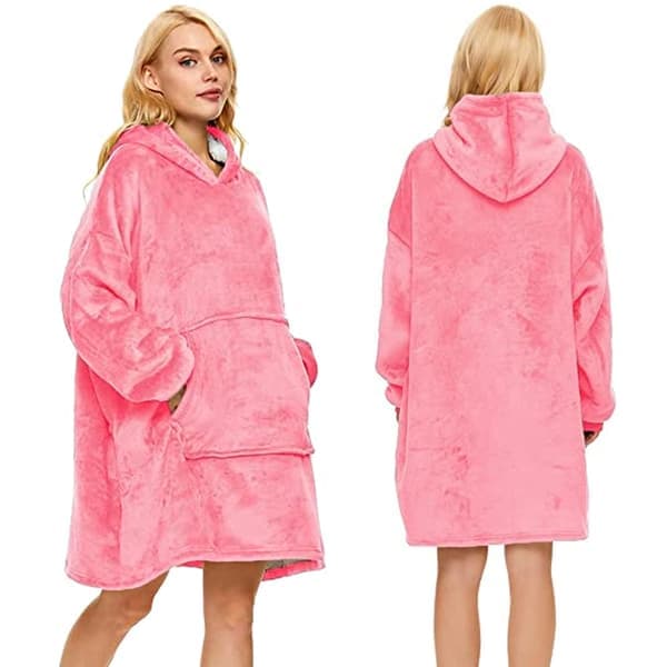 Oversized Hoodie med Luva - Filt - Pink