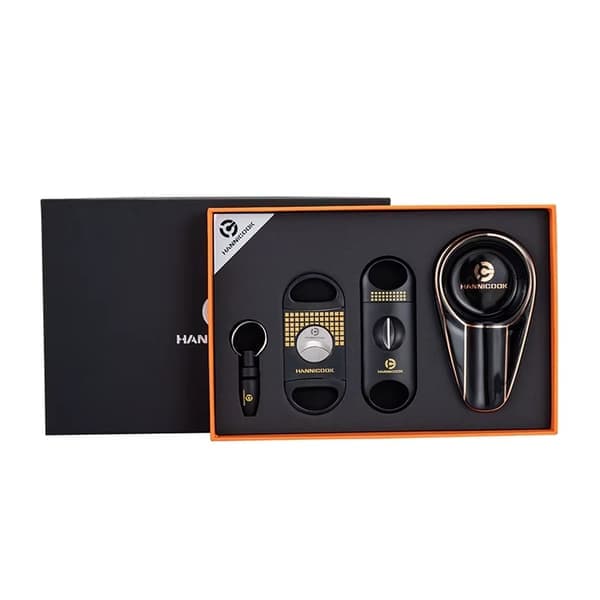 Cigarrkit / Cigarrset i Presentbox - Askkopp, V-Cut & Cigarrverktyg
