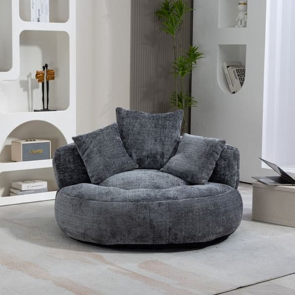 Soffa - MUVOE - Lazy Boy - Grå chenille - Hög rygg - Bekväm och hållbar