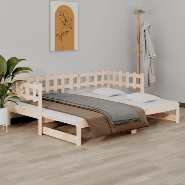 Utdragbar dagbädd 2x(80x200) cm massiv furu