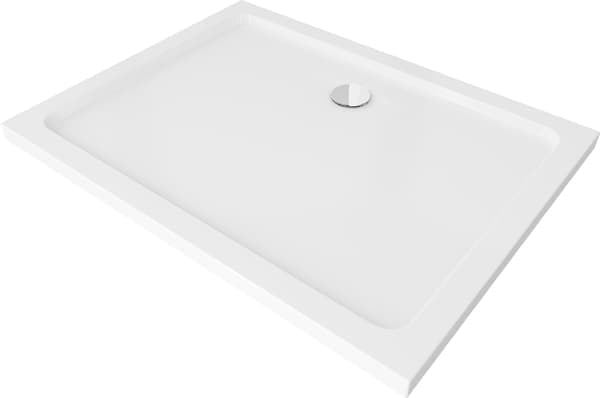 Mexen Flat rektangulär slim duschkar 100 x 90 cm, vit, kromavlopp - 40109010