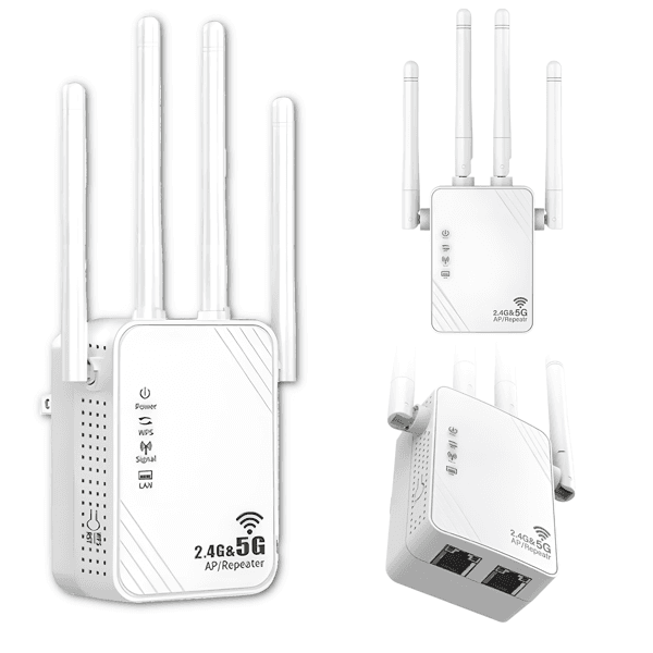 Signalboostare Wi-Fi Repeater LAN RJ-45 1200Mbps Router AP 4 antenner 5GHz