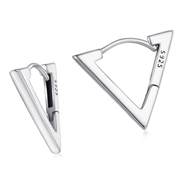 Triangelformade silverörhängen med spännen, silver 925