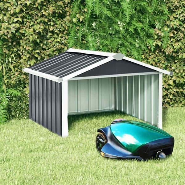 vidaXL Robotgräsklippare Garage 92x97x63 cm Stål Antracit