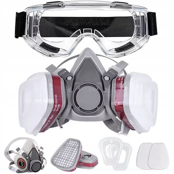 SafeBreath 6200 PRO+ - Skyddskit med mask, behållare, skydd, insatser och skyddsglasögon | För målning och dammsugning