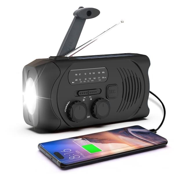 SiGN vevradio med solceller, ficklampa och 2000mAh powerbank