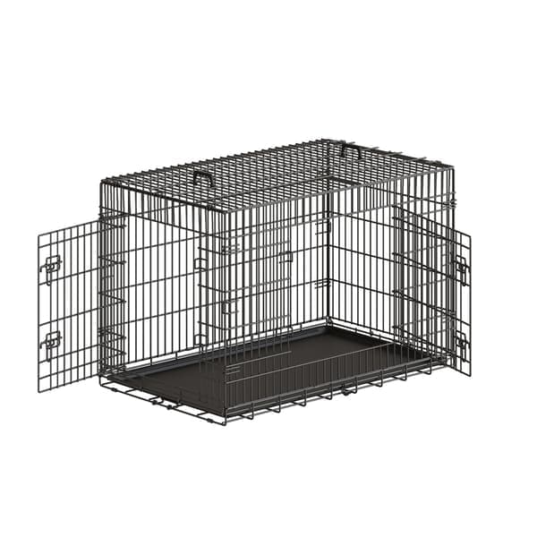 Hundbur, 122x74,5x80,5 cm, Svart, Fällbar Metall