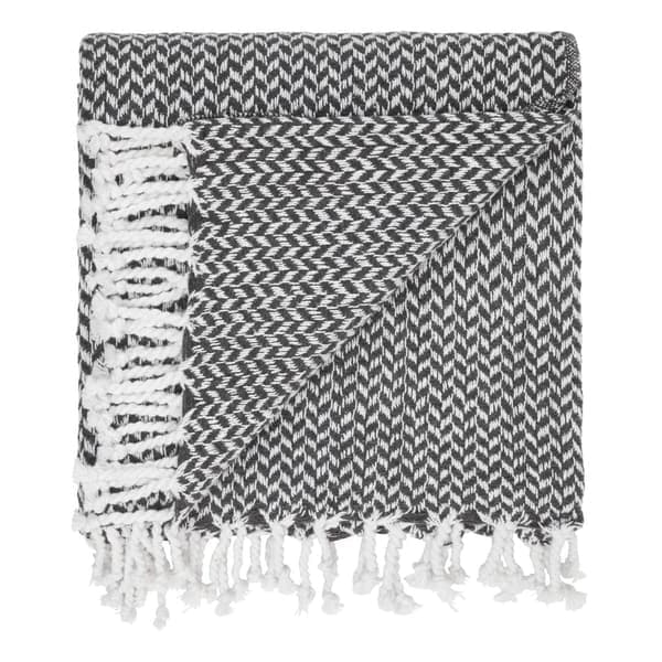 Filt med fransar i 100% bomull – 135 x 200 cm.