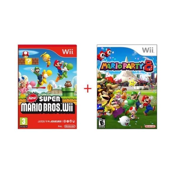 Packa Super Mario Bros Wii + Mario Party 8 + GRATIS klistermärken
