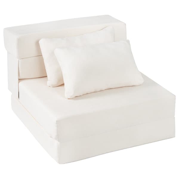 3-i-1 Chenille bäddsoffa med 2 kuddar, beige