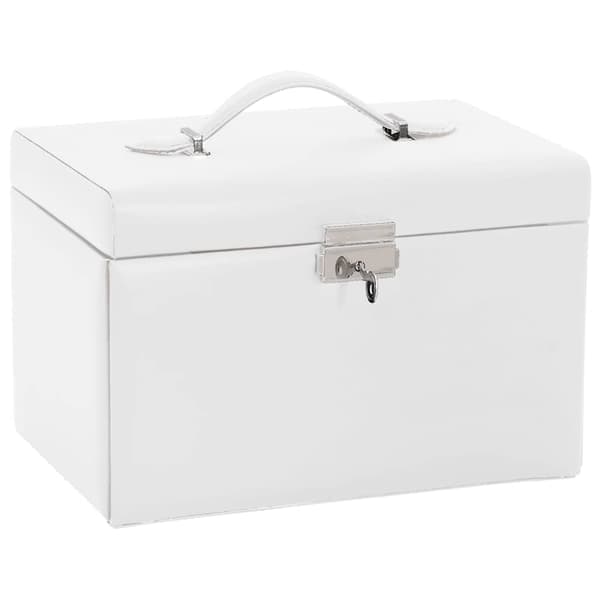 vidaXL Smyckeskrin 3-skikts med spegel låsbar vit 26x18x17,5 cm
