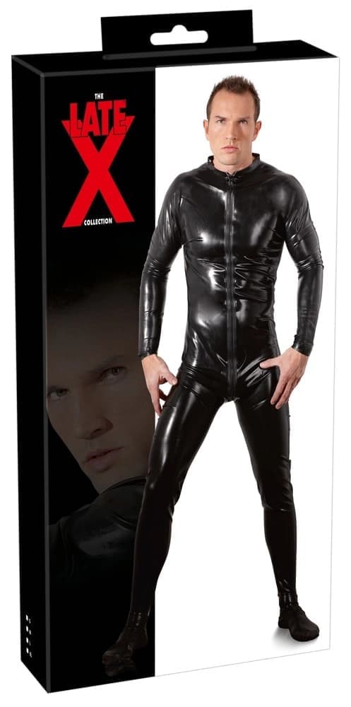 LATE X Latex Lång Herrjumpsuit Med Dragkedja Svart L