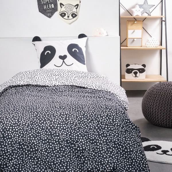 Påslakanset 140 x 200 "Funny Panda" Vändbar 100% bomull / 57 trådar/cm²