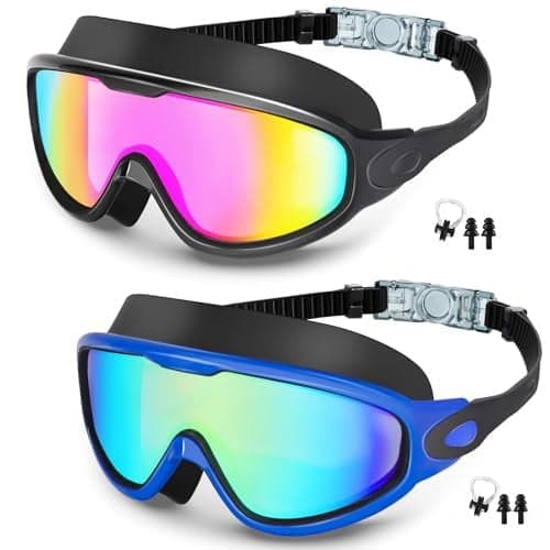 Barnsimglasögon 2-pack Anti-im UV-skydd Unisex Läckagesäkra Brett synfält för barn i åldrarna 3-14 Blå Rosaröd