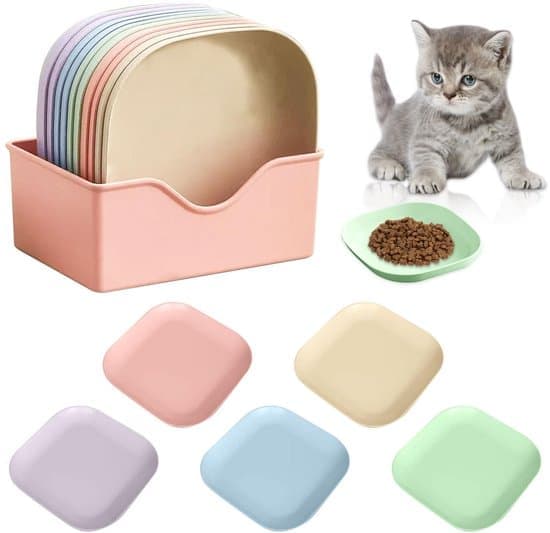 Platt kattmatskål - 10 stycken för kattungar och katter med korta ben