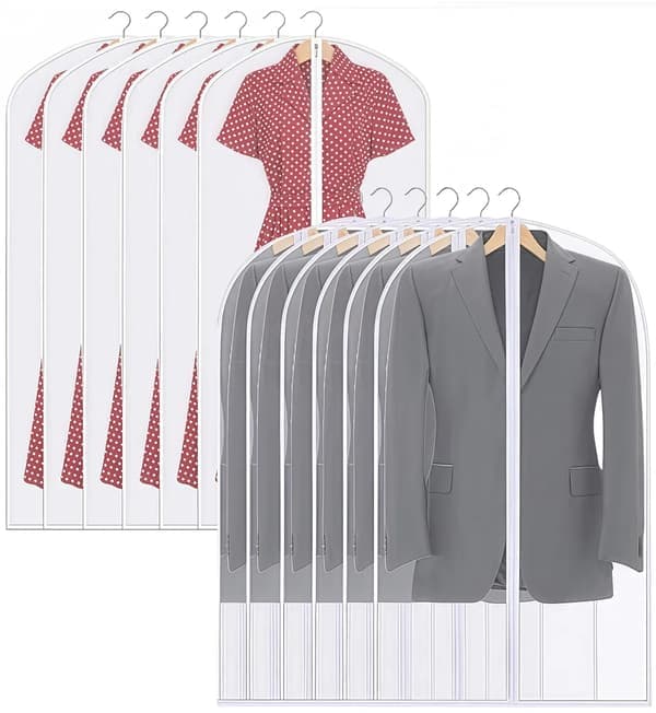 Klädpåsar, malsäkra klädpåsar, 12-pack, 60 x 100 cm hängande klädpåsar, andningsbara, plaggskydd.