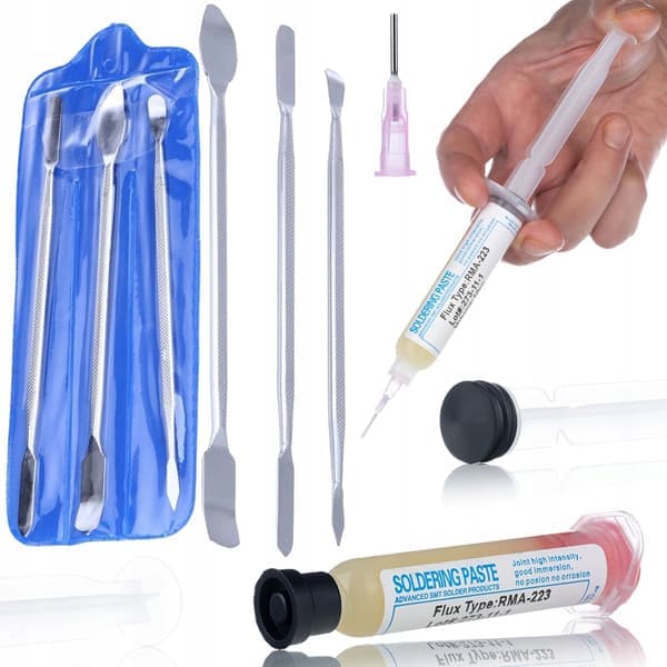 Rosfix MiniServ 2-i-1 Servicekit – RMA-223 Flussmedel + Spatlar | SMD BGA LCD | For Elektronikreparation