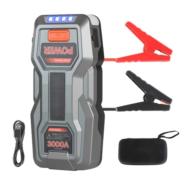 Starthjälp Bil - Startbooster 12 V - Toppström 3000 A - Bärbart litiumbatteri - Powerbank - LED-lampa 3 lägen - Upp till 9,0 l bensin/7,0 l diesel