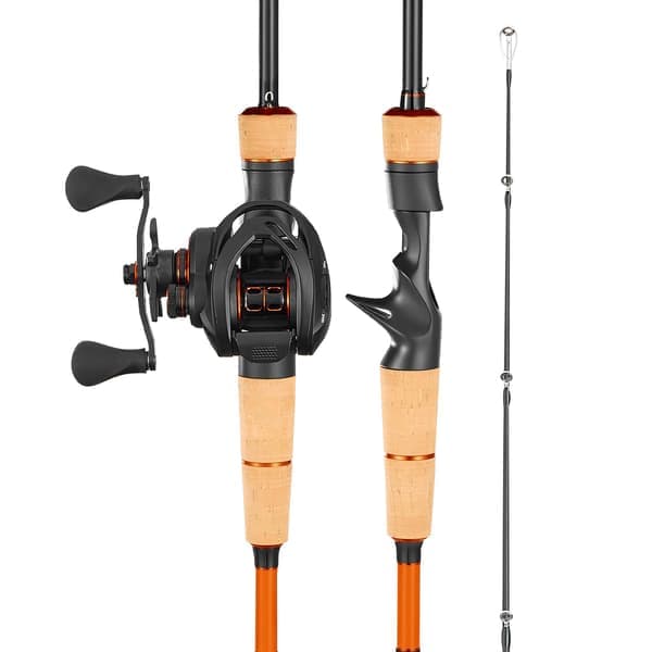 Fiskespö och multirulle - Baitcasting-set - IM7 Kolfiber - 6+1 Kullager - Utväxling 7,0:1 - Korkhandtag - Rostfria Spöringar Med Keramiska Ringar