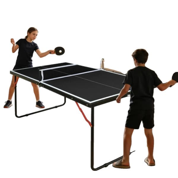 Fällbart Ping Pong Bord, 137,2 cm / 4,5 ft, MDF Skivmaterial, Bärbart för Inomhus/Utebruk, Justerbara Ben, Gummisugkoppar