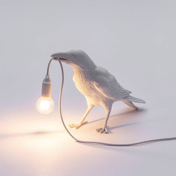 Seletti Bird Modern Italiensk Vägglampa Svart Vit Resin L Vit Ställ