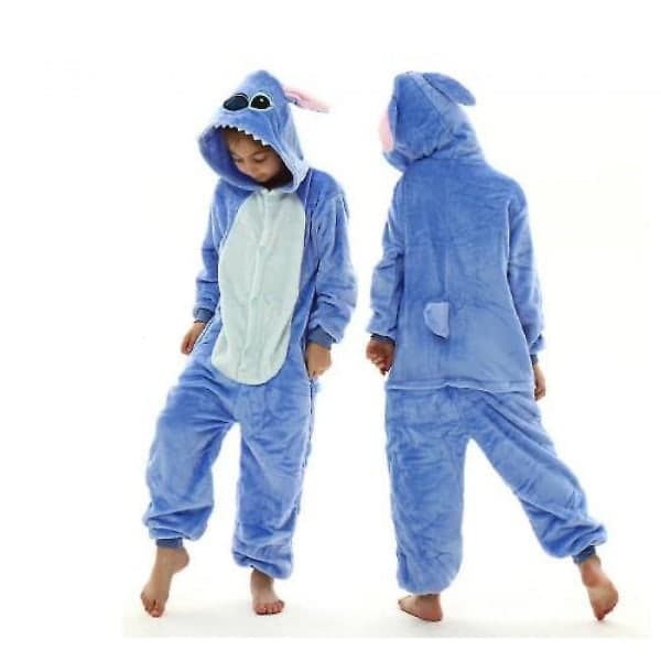 Stitch Kigurumi Barn Pyjamas Varma Nattkläder Djur Onesies Julgåvor Storlek 120cm
