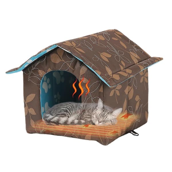 Vinterhus med självvärmande dyna - väderbeständigt, värmeisolerat skydd för utomhus- och inomhusbruk för katter, hundar och kaniner