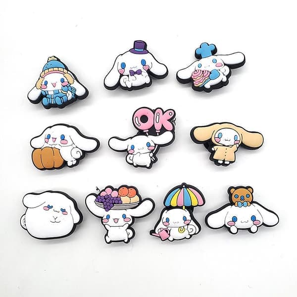 10 st Snygga Sanrio Cinnamoroll Anime Cartoon Crocs-berlocker Jibbitz Sandaler Dekoration Skotillbehör Barn Tonåringar Vuxna Flickor Kvinnor