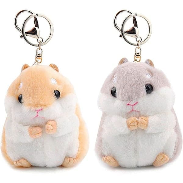 Set med 2 söta hamsterplysch nyckelringar gosedjur nyckelring berlocker