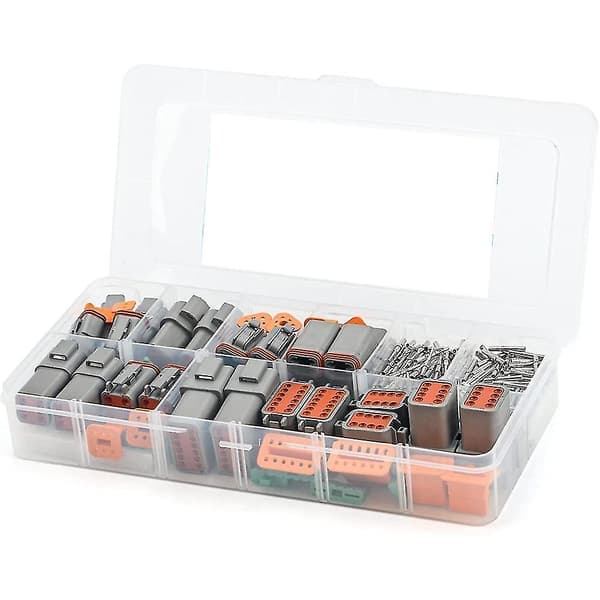 188 st Deutsch DT Grått Kontaktdon Kit Med 16 Massiva Kontakter I 2, 3, 4, 6, 8 Och 12-Pin Konfigurationer