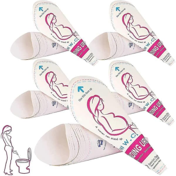 50 st Engångs Urineringsenhet för Kvinnor, Kiss Tratt för Kvinnor Bärbar Kvinnlig Urinal Tratt, 5 Förpackningar med 10 Stycken (50 Stycken)