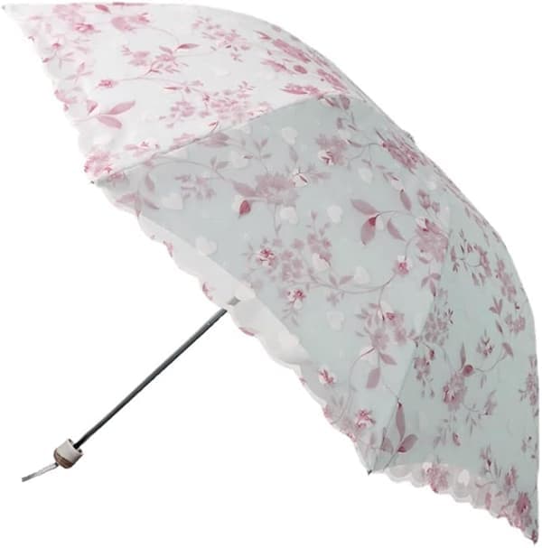 Solparasoll  Spets Dubbeldäck Anti-UV Parasolparasoll（Rosa)