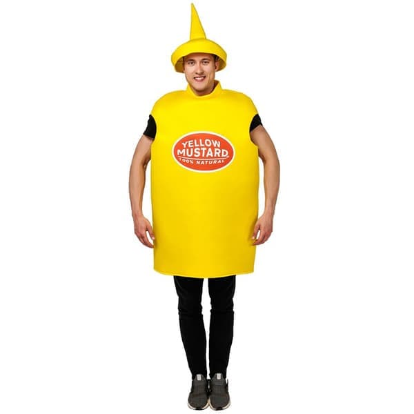 Senap Ketchup Flaska Maskeraddräkt För Vuxna Rolig Mat Tunika För Par Maskotar Outfit Fancy-Dress Kostym-FA-