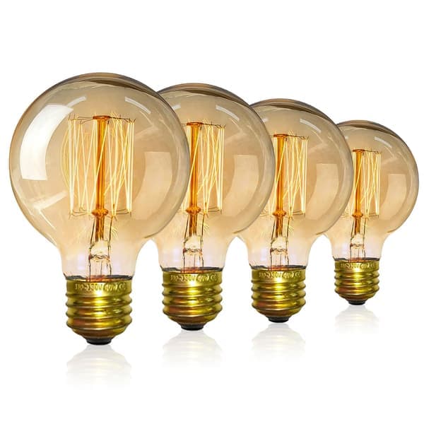 4-pack Vintage Edison Glödlampor - Dimbar G80 E27 40W Varmvitt Ljus 220V svart