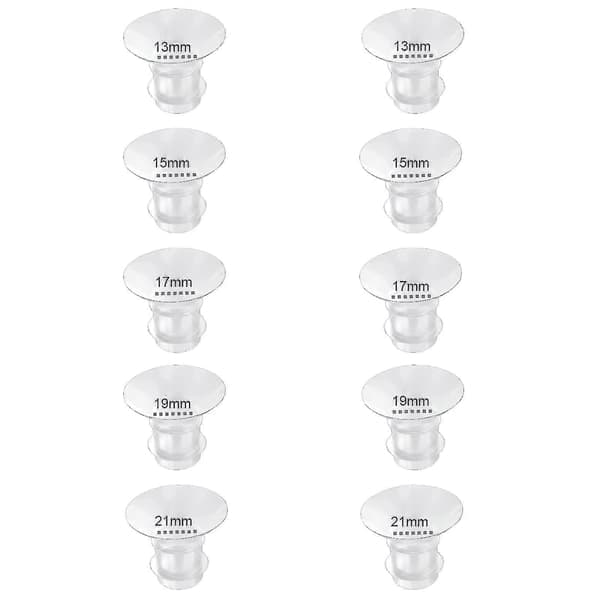 Bröstpumpsinsatser 13/15/17/19/21mm 10-pack, Kompatibla med Momcozy S12 Pro/S9 Pro/S12/S9 Portabel Bröstpump