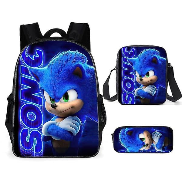 Sonic The Hedgehog Ryggsäck Tredelad Set Skolväska