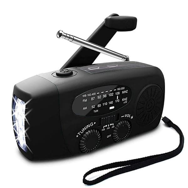 Vevradio / Nödradio Solcell Ficklampa Powerbank